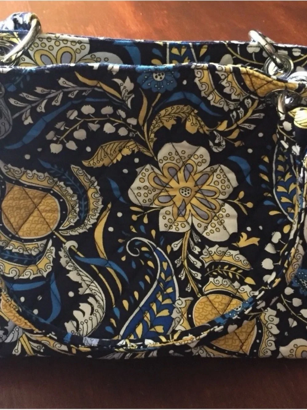 Vintage Vera Bradley Handbag with Crossbody Chain Strap in Ellie Blue - Picture 8 of 10
